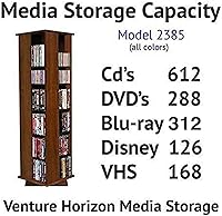 Vista 2 de Venture Horizon - torre giratoria para CDs, DVDs, Blu-ray, Disney, VHS, negra, 600 lugares, Madera, Walnut