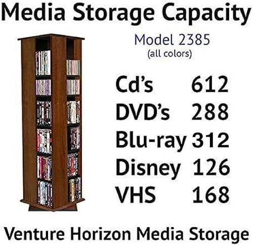Miniatura 2 de Venture Horizon - torre giratoria para CDs, DVDs, Blu-ray, Disney, VHS, negra, 600 lugares, Madera, Negro