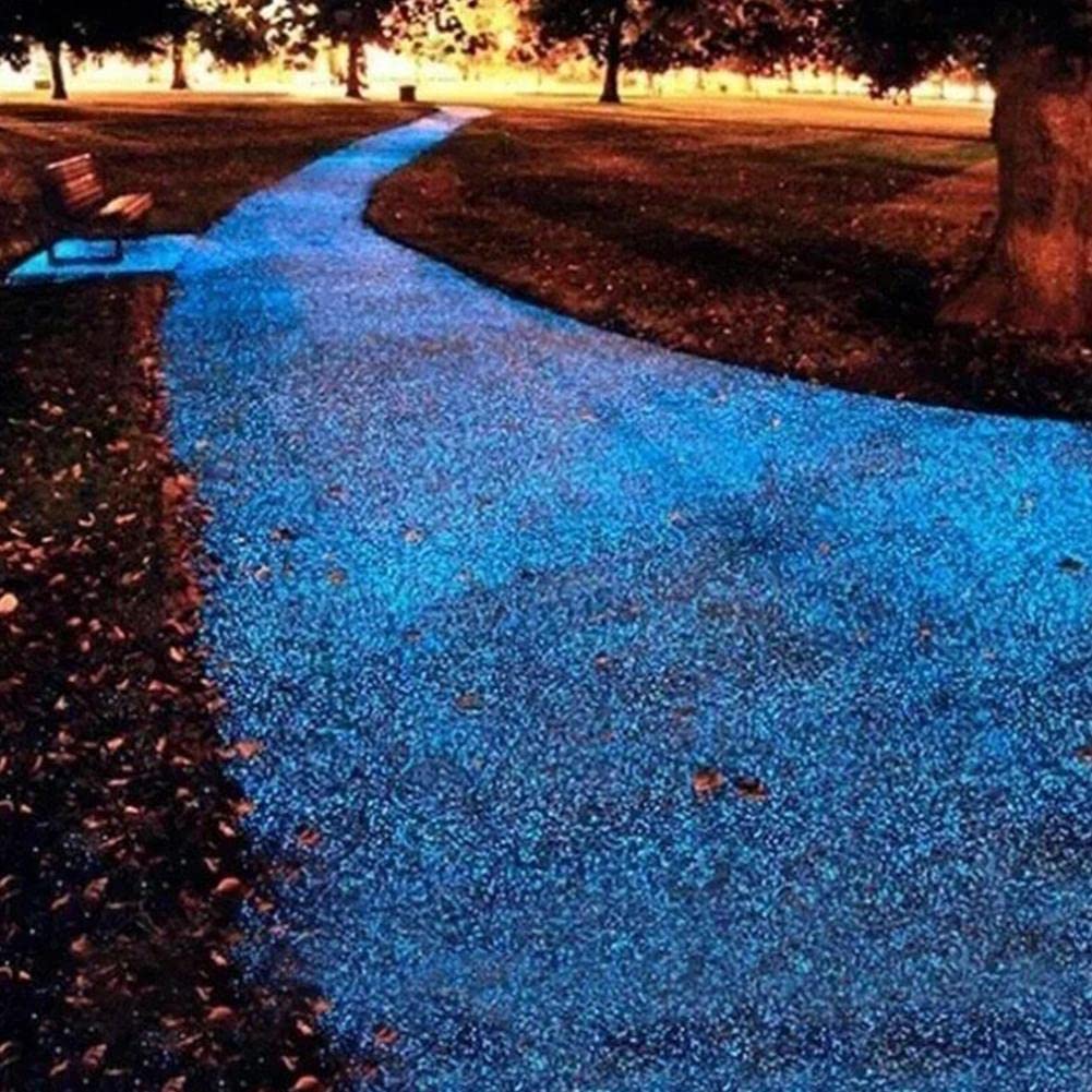 BVSPA Pietre fosforescenti al buio, ghiaia luminosa per giardino, pietre luminose di sabbia che si illuminano al buio, mini ciottoli per feste, casa, giardino, parco, decorazione stradale, pietra