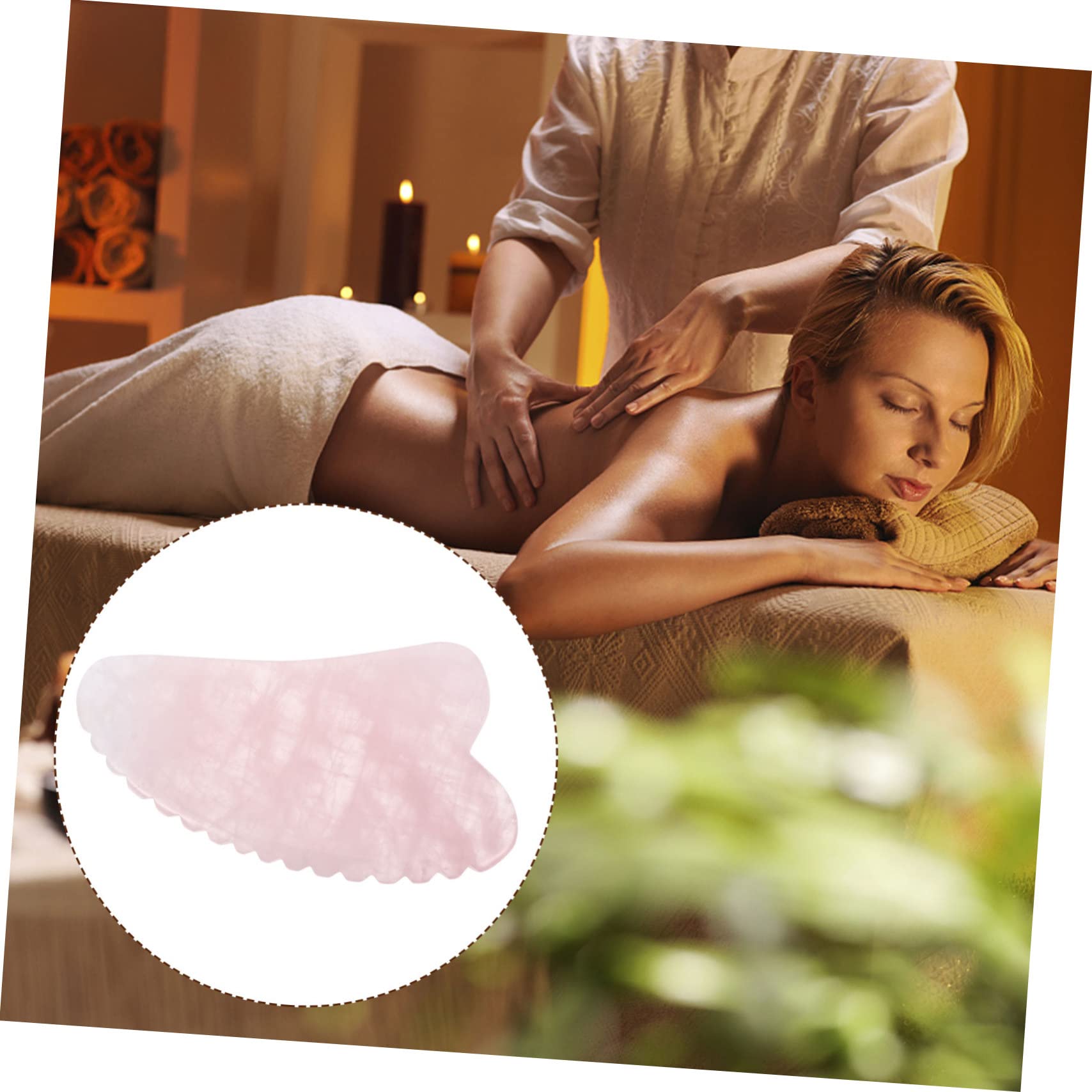 Gatuida 2pezzi Piastra Massaggiante Quarzo Rosa Per Scraping Strumento Portatile Per Massaggio Viso Corpo e Spalle Per Rilassamento Muscolare e Trattamenti Spa
