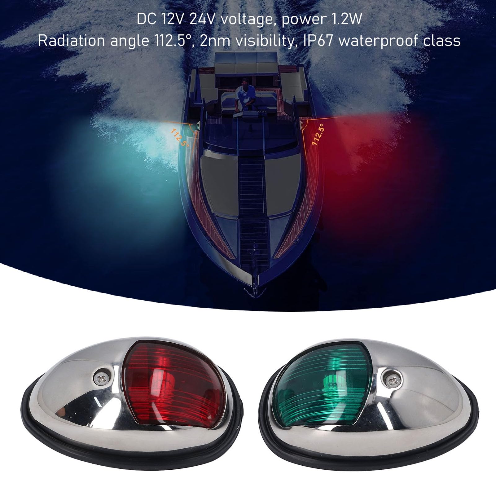 USCG Luci barca a LED 2nm 12V 24VDC Luci di navigazione in barca 1,2 W 112,5 ° Angolo di radiazione Luci di navigazione marina marina
