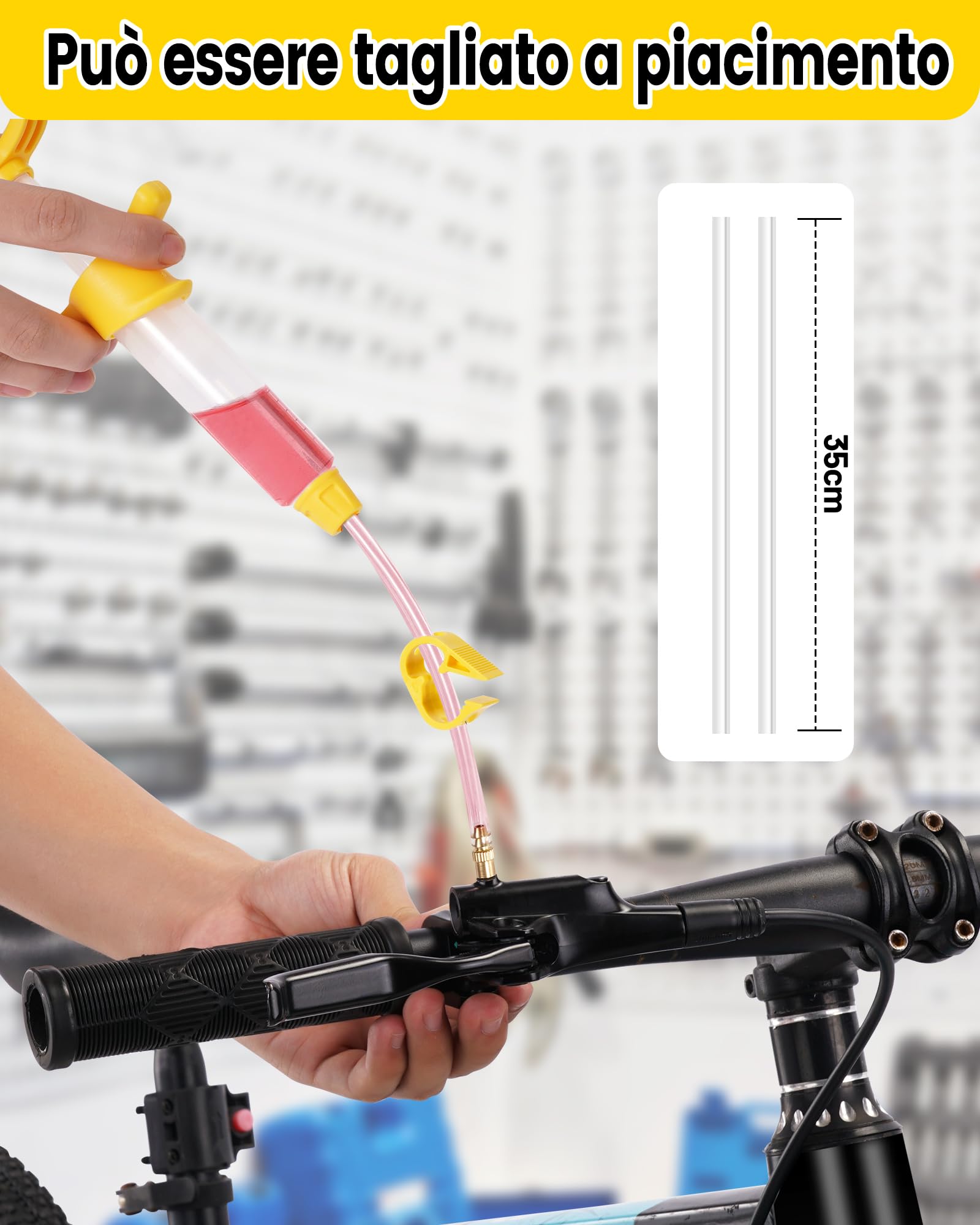 CHUMXINY Kit Spurgo Freni per SHIMANO, TEKTRO, MAGURA Freni a Disco Idraulici Di Serie. kit Spurgo Freni MTB Disco Include Connettori in Ottone, 150ML Di Olio Minerale.