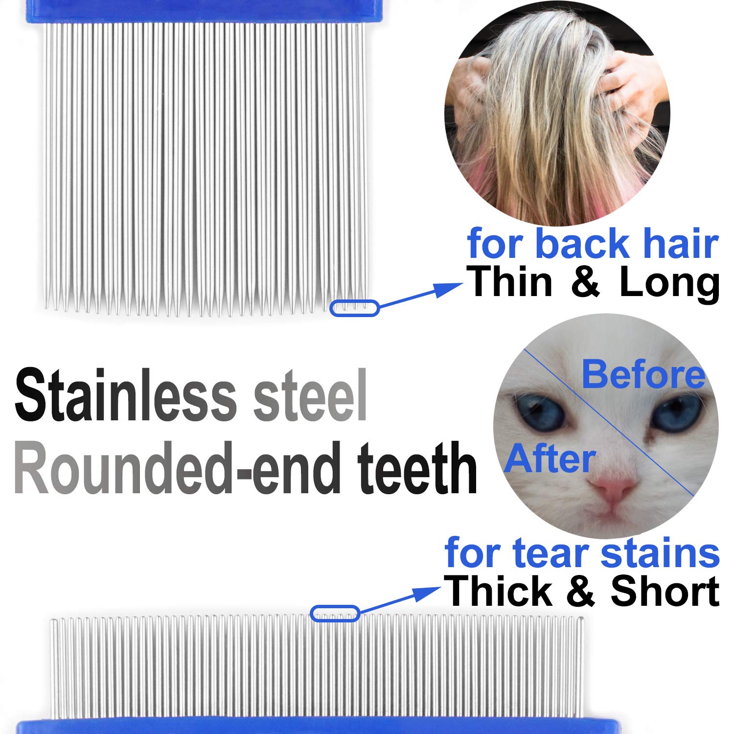 Flea Comb for Dogs, 6 Pcs Lice Combs, Cat Combs with Durable Teeth for Removing Tear Stains, Fleas, Dandruff by MoHern : Pet Supplies