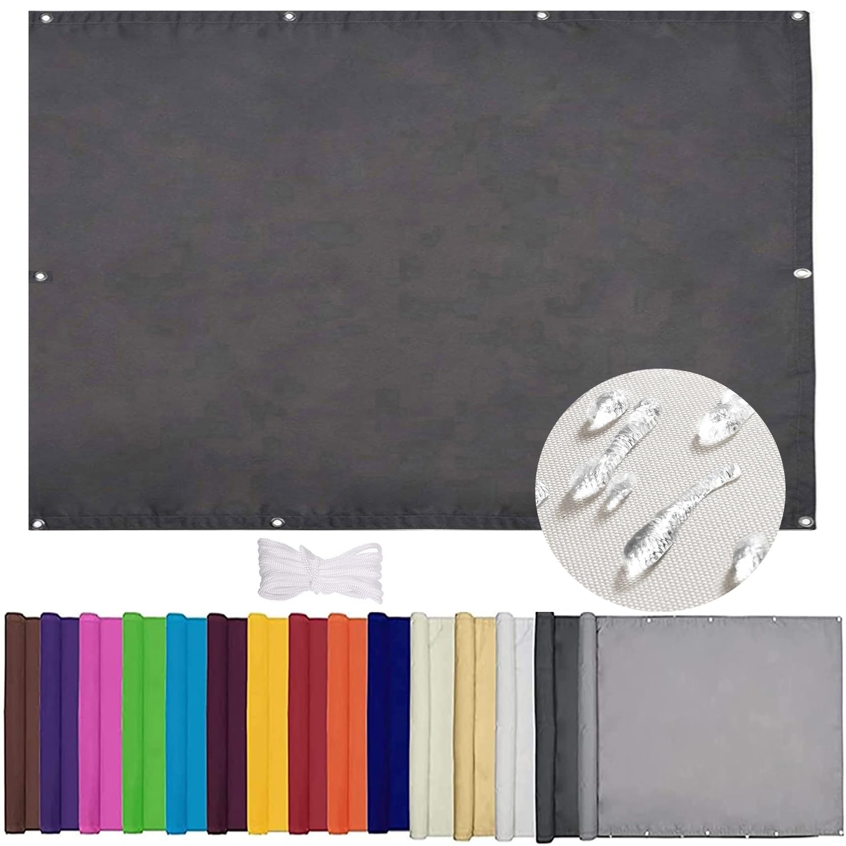 WQPMNYG Waterproof shade sail Waterproof Sun Shade Sail 9.84 x 16.4ft Rectangle Canopy Outdoor Awning for Garden Terrace Camping Dark Grey UV Block Windproof Easy Installation Includes Rope
