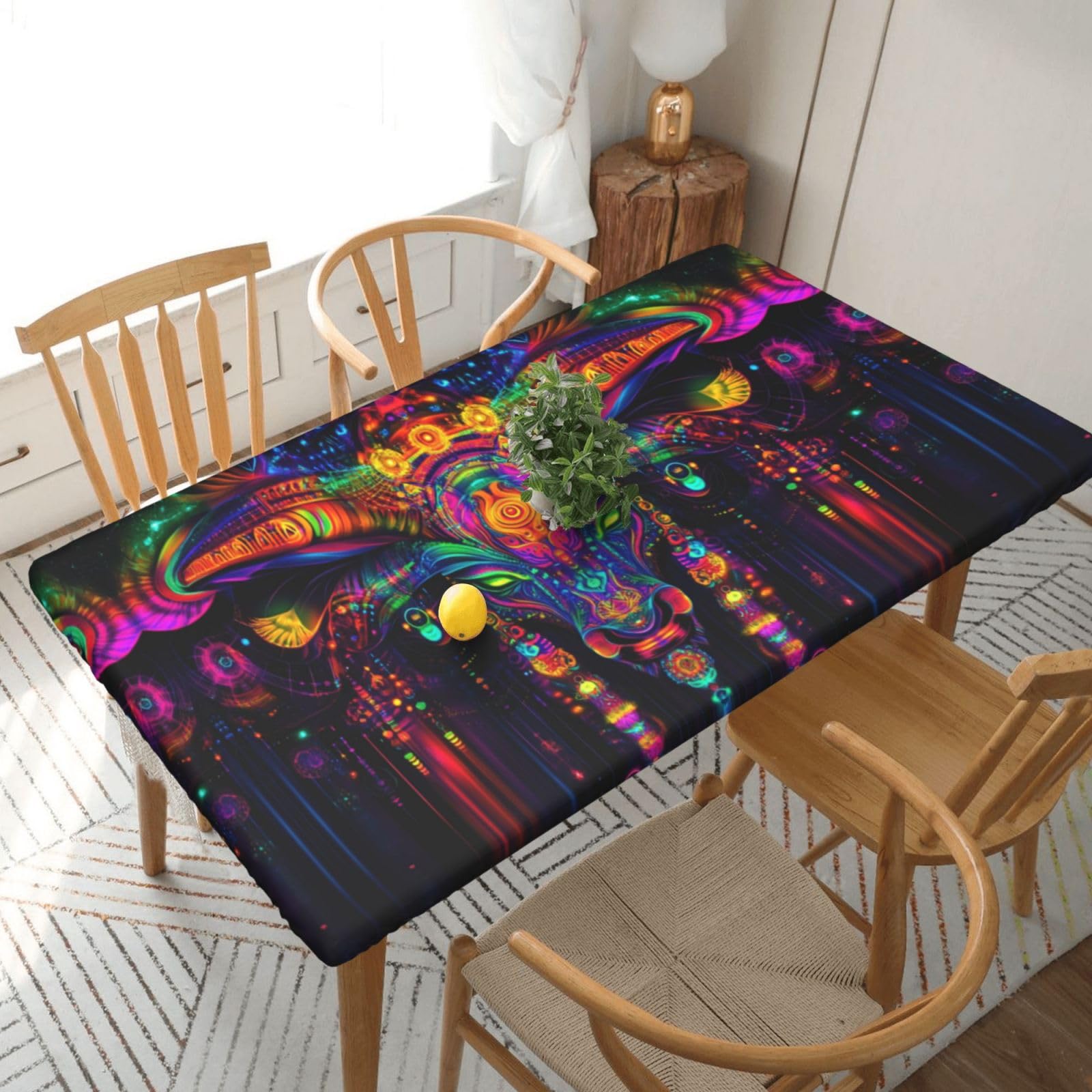 Nappe rhinocéros mystérieuse pour table 1,5m imperméable élastique