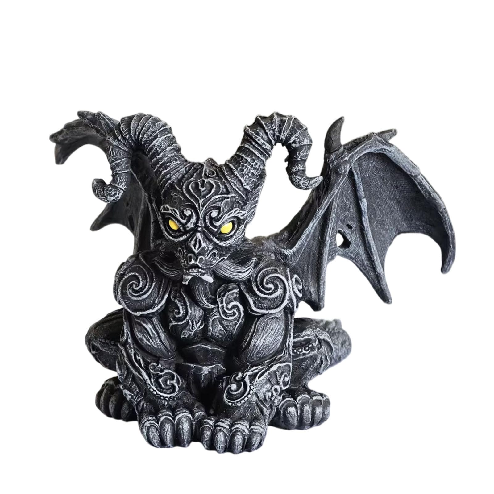 Glifora Winged Gargoyle Statue - Gothic Indoor Outdoor Guardian Sculpture, Scary Resin Sitting Gargoyle Figurine for Garden, Lawn, Backyard, Halloween, Office and Home Decor