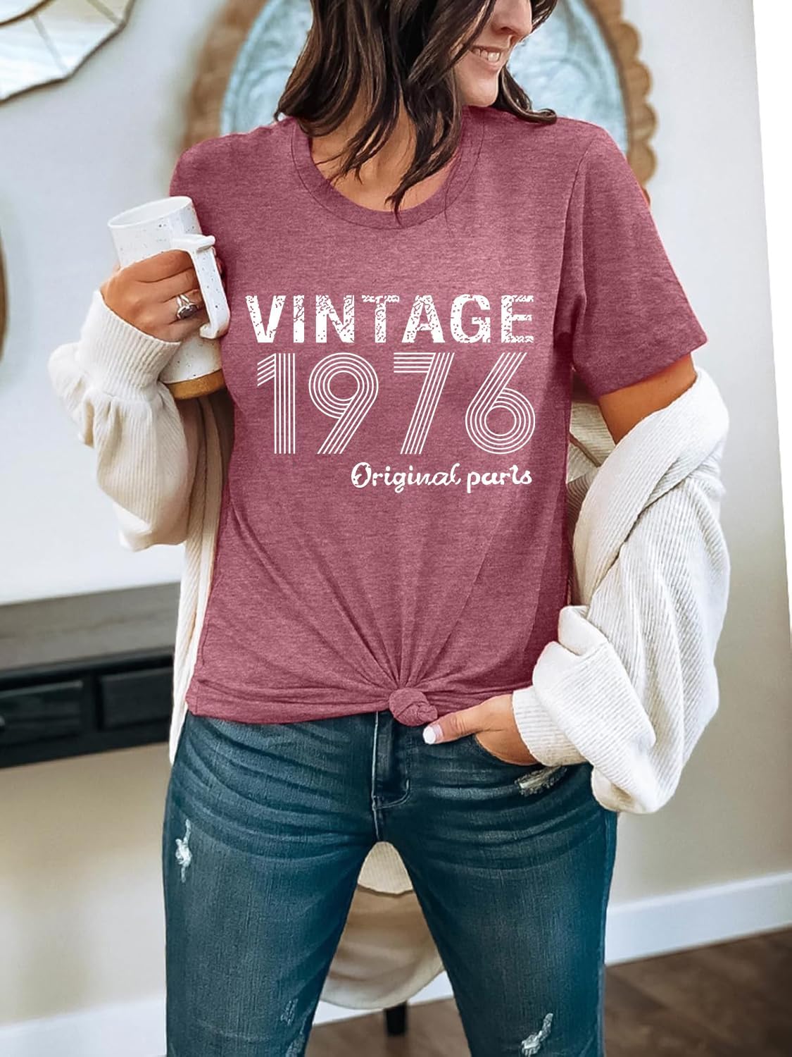 50th Birthday Gifts for Women Vintage 1976 T Shirts for Women Retro Birthday Party Top Casual Short Sleeve Tee Tops - Image 4