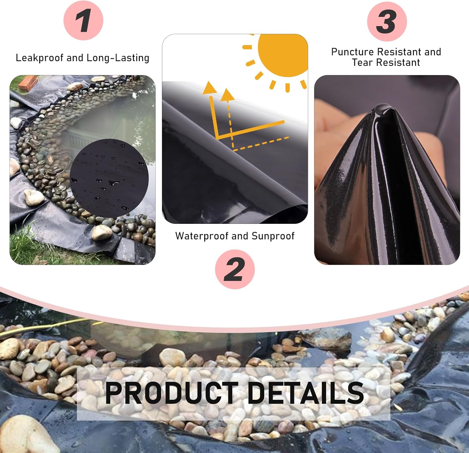 Pond Liner 13 X 20 Ft, 20 Mil Pond Liners for Outdoor Ponds HDPE, Fish Pond Liner, High Preformed Easy Cutting for Koi Ponds, Garden Landscape, Fountain, Waterfall, Streams