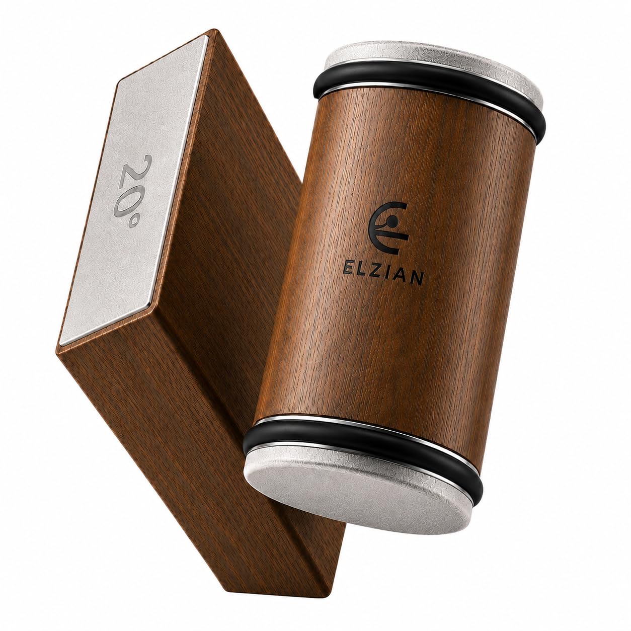 ELZIAN Rolling Knife Sharpening Kit - Magnetic 15° & 20° Angle Guide, Diamond Sharpening Disc for Kitchen Knives - Ceramic Honing Disc for Cleaning Kitchen Knives (Walnut Brown)