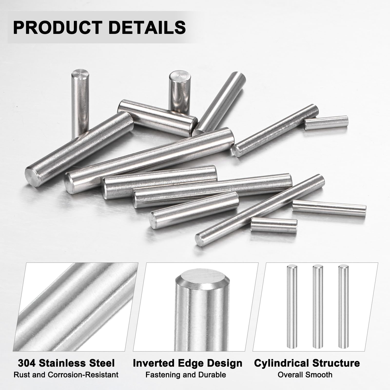 M METERXITY 10-Pack 6 x 50 mm Dowel Pin, 316 Stainless Steel Support Pin Fastener Elements for Metal Devices/Wooden Projects - Image 2