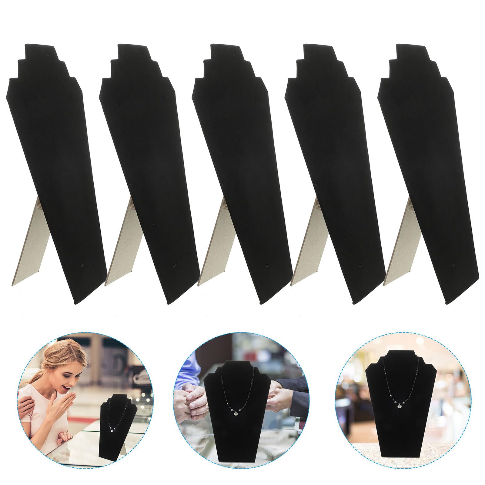 Homoyoyo Espositore Collane da Vetrina Nero 5 Pezzi in Legno | Pendenti e Collane, Rivestimento in Lint, Uso Casa e Evento, Display Versatile Anti-groviglio