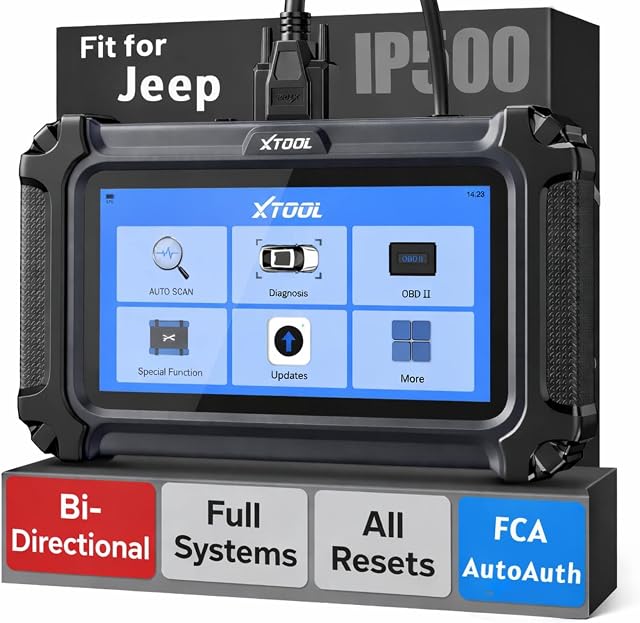 XTOOL IP500 OBD2 Scanner for Jeep, Full Systems Bidirectional Diagnostic Scan Tool for Chrysler/Jeep/Dodge with FCA AutoAuth, Lifetime Free Update, All Reset Services, Car Code Reader for BMS Reset