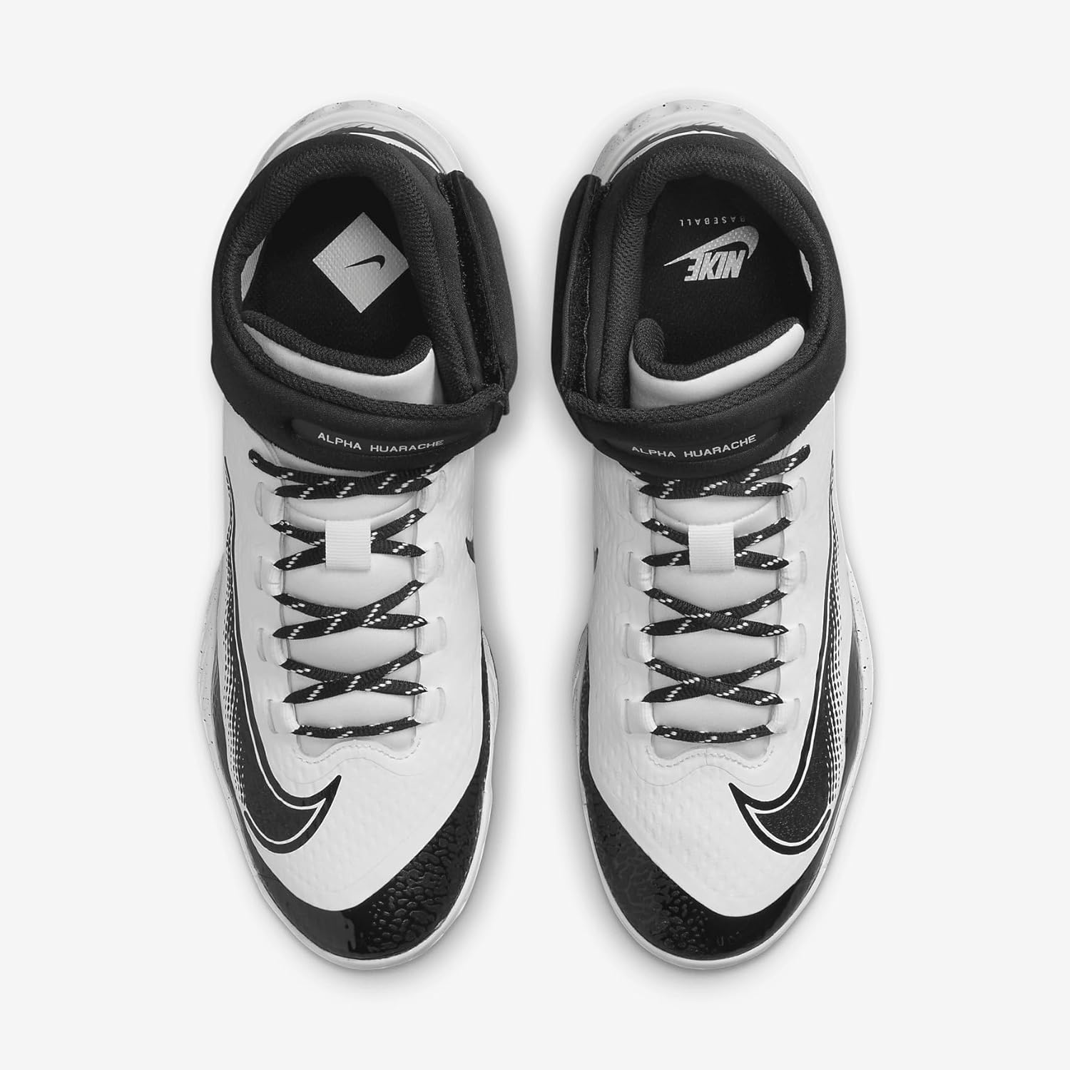 Nike Alpha Huarache Elite 4 Mid Men's Baseball Cleats (FD2744-107, White/Black) - Image 4