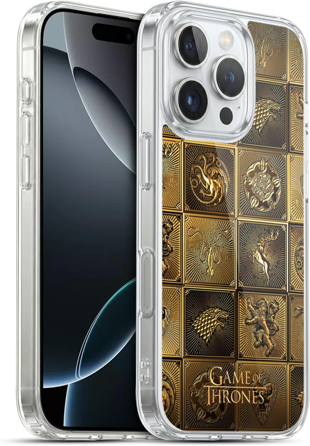 Head Case Designs Officially Licensed HBO Game of Thrones All Houses Golden Sigils Soft Gel Case Compatible with Apple iPhone 16 Pro