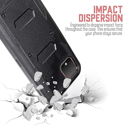Miniatura 7 de Funda para pantalla integrada para Google Pixel 4, resistente a prueba de golpes, con soporte y clip de cinturón giratorio para Pixel 4 (negro)