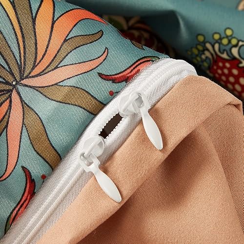 Miniatura 6 de Cupocupa Juego de funda de edredón tamaño King, diseño floral bohemio, para cama de tamaño King, ropa de cama suave vintage con estampado de hojas,