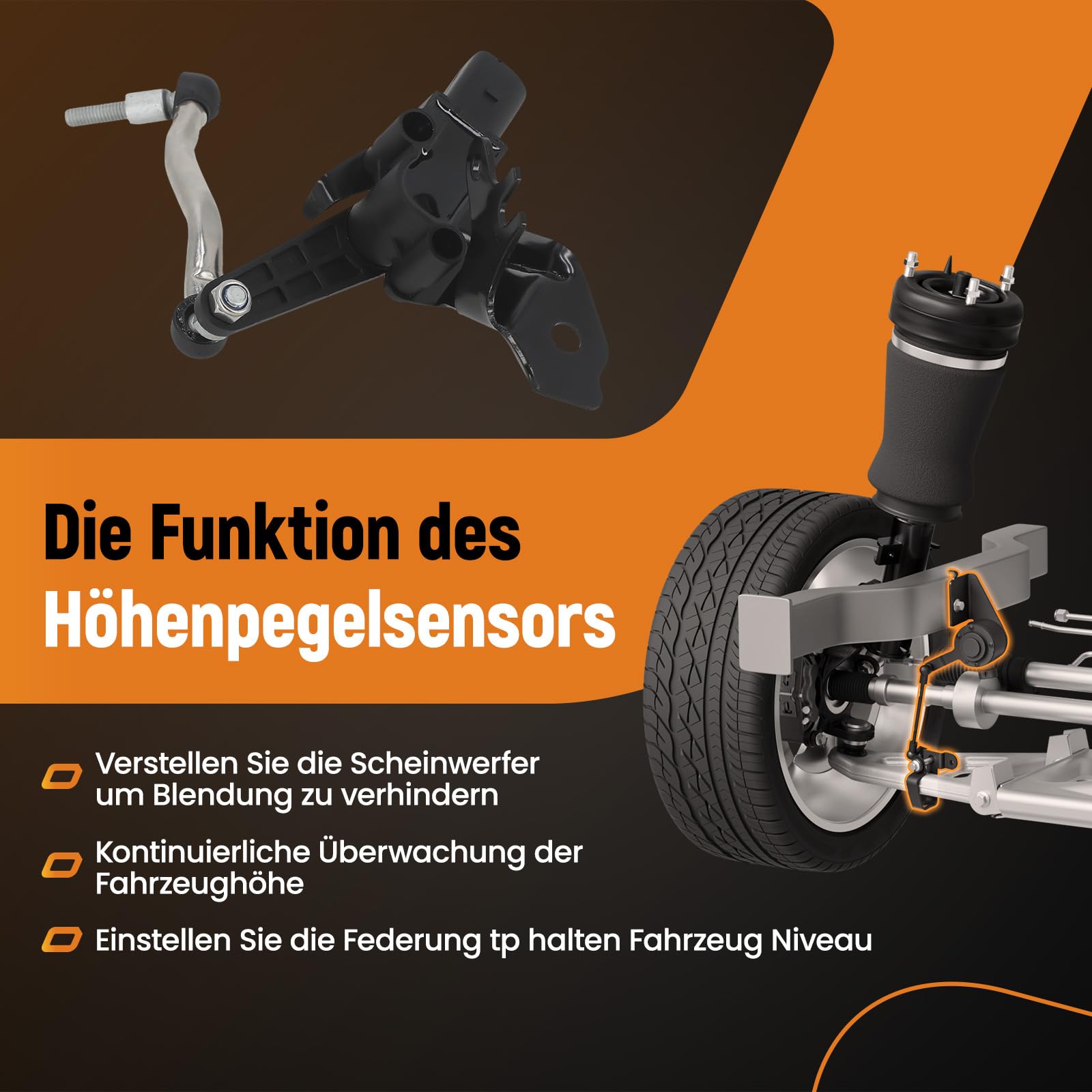 maXpeedingrods Vorne Links Niveausensor Leuchtweitenregulierung für Audi A4 A5 2008-2017 Höhenstandssensor 8K0941285J