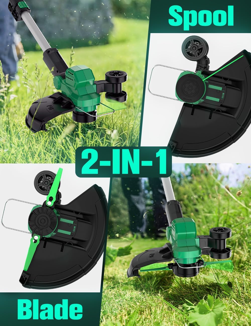 KIMO 12" Weed Eater and Blower Combo, 20000RPM Cordless Weed Wacker & photo 5