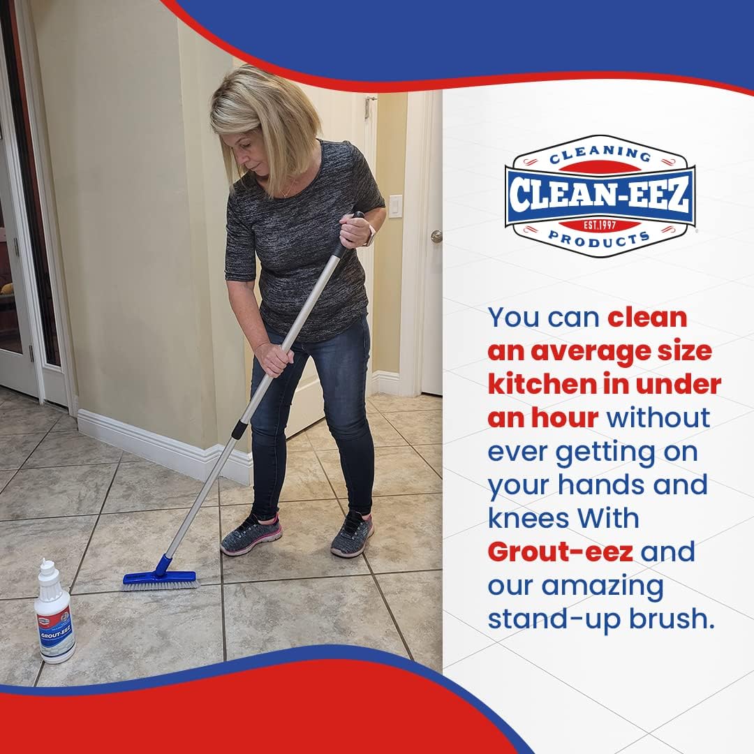 IT JUST WORKS! Grout-Eez Super Heavy-Duty Grout Cleaner. Easy and Safe To Use. Destroys Dirt and Grime With Ease. Even Safe For Colored Grout. Clean-eez (Single Bottle and Brush, 32) : Tools & Home Improvement