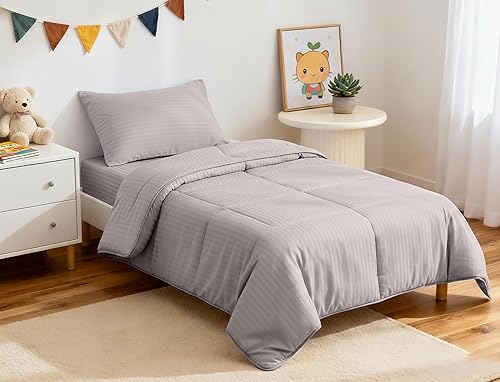 Miniatura 7 de Juego de ropa de cama para niños pequeños, juego de ropa de cama suave para cuna de bebé de 4 piezas para niños y niñas, incluye edredón para niños,