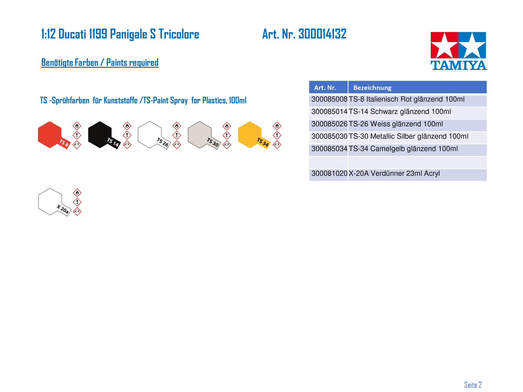 Tamiya 300114132 1:12 Ducati 1199 Panigale S Tricolore, Riproduzione Fedele del modellismo, Kit di Costruzione in plastica, Fai da Te, Hobby, incollaggio, modellismo, assemblaggio, Non Verniciato,