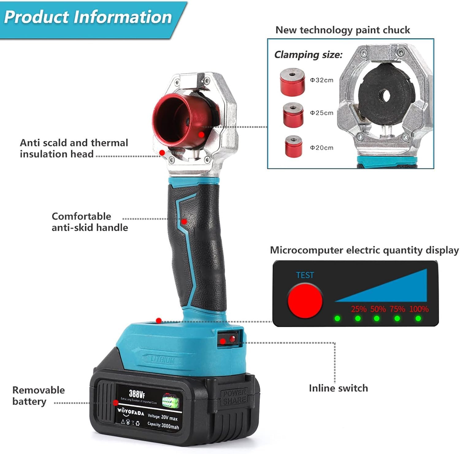 Máquina de soldadura de tuberías inalámbrica, fusor de 340 ℃ para PPR PE PP, herramienta portátil para tuberías de 20-32 mm, soldadura de plástico eficiente, ideal para uso doméstico y profesional
