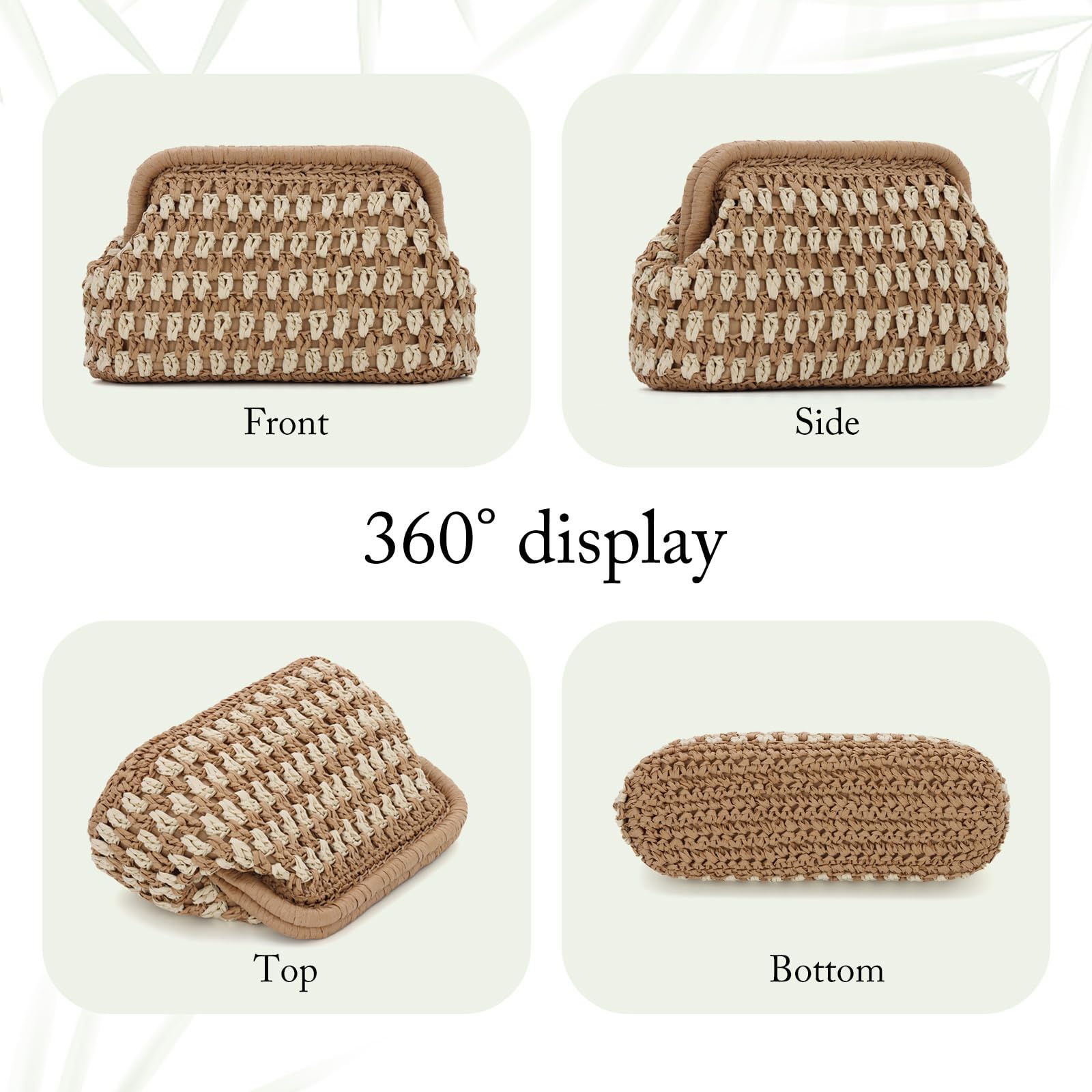 Bolso de Mano de paja para Mujer Bolso de Playa de Verano Tejido con Correa de Cadena, Diseño Hueco para Vacaciones y Salidas Nocturnas
