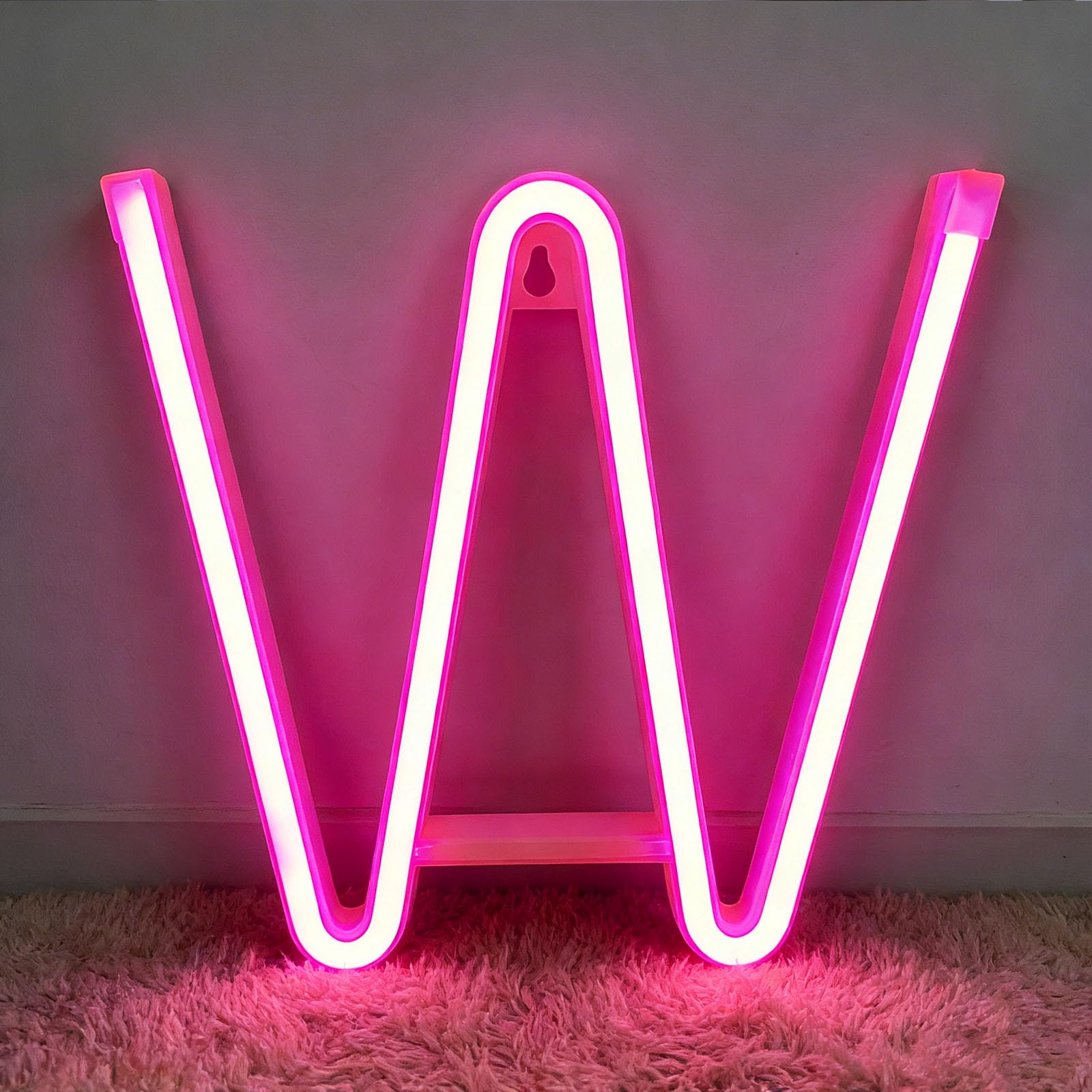 shulovehua Neon Pink LED Marquee Letter Lights, Light Up Letters Glitter Alphabet Letter Sign USB/Battery Powered for Night Light Birthday Party Wedding Girls Gift Home Bar Christmas Decoration (W) — image 1