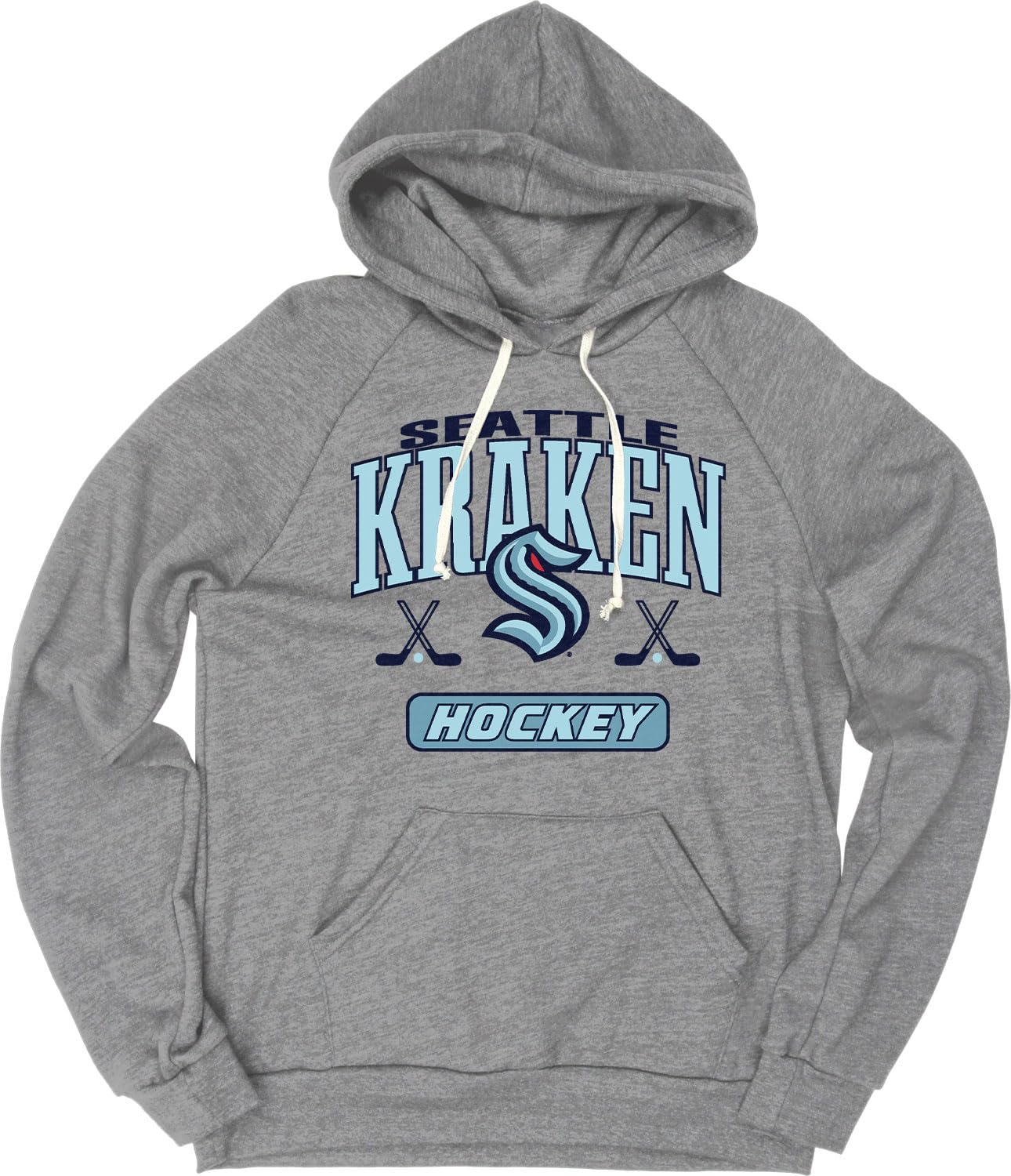 Blue 84 Unisex's NHL Officially Licensed Tri-Blend Hooded Sweatshirt Hockey Heather Gray, L