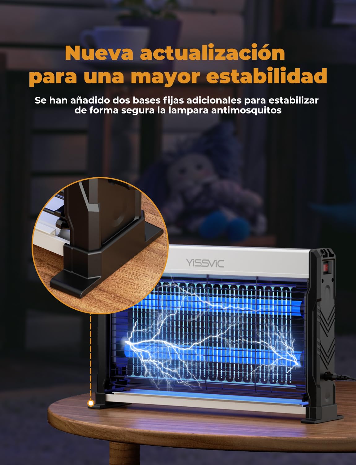 YISSVIC Lampara Antimosquitos Matamoscas Electrico Lámparas LED UV, Mata Insectos para Interiores contra Mosquitos, Moscas y Otros Insectos Voladores - 5