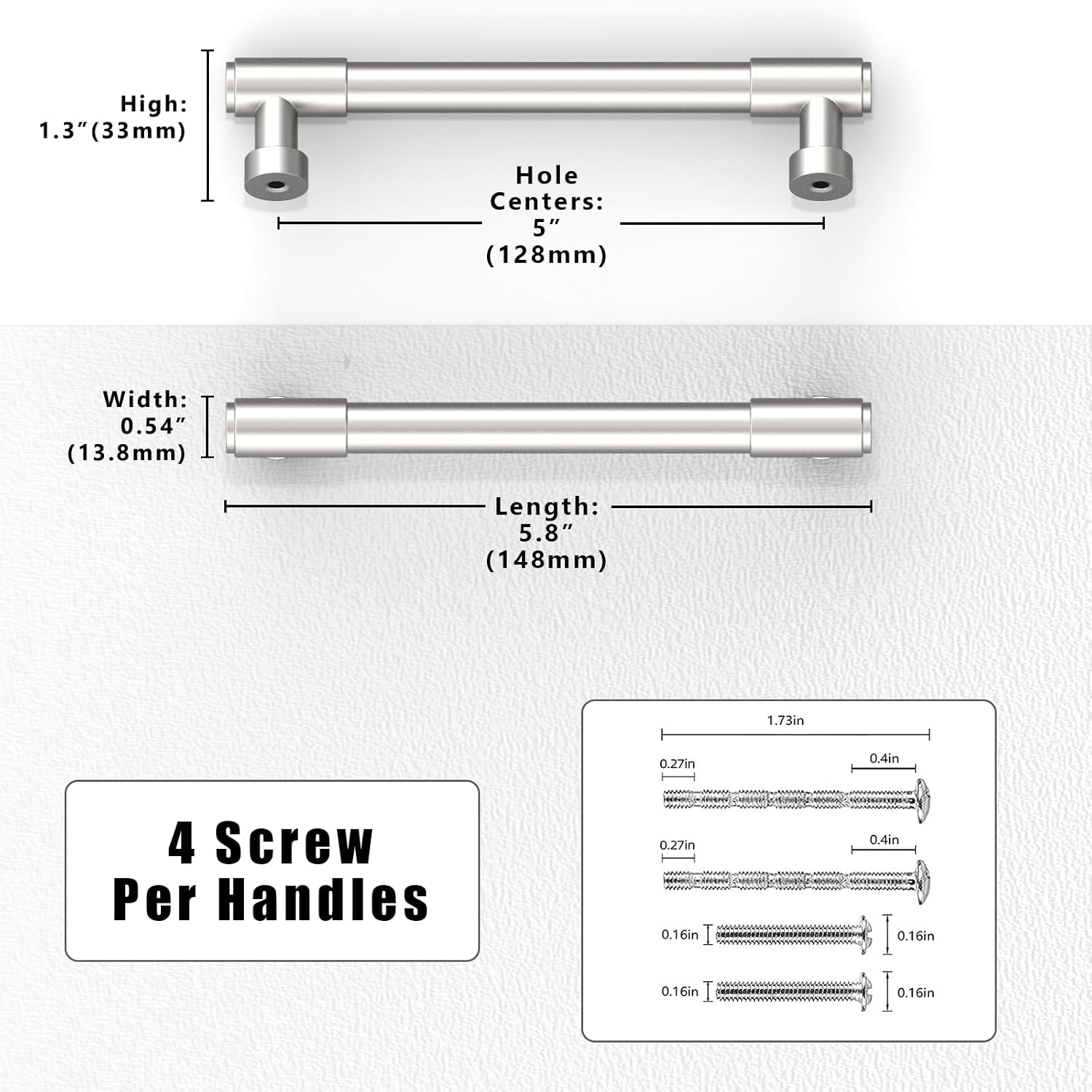 10 Pack Brushed Satin Nickel Cabinet Pulls 5 Inch(128mm) Kitchen Cabinet Handles Cabinet Hardware Drawer Pulls