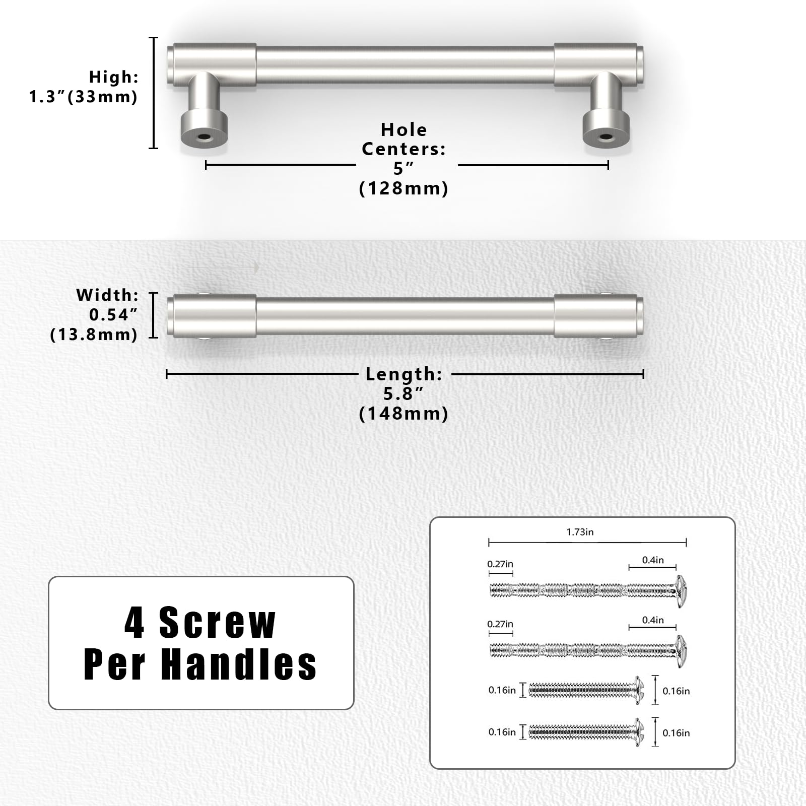 10 Pack Brushed Satin Nickel Cabinet Pulls 5 Inch(128mm) Kitchen Cabinet Handles Cabinet Hardware Drawer Pulls — Amazon image 2