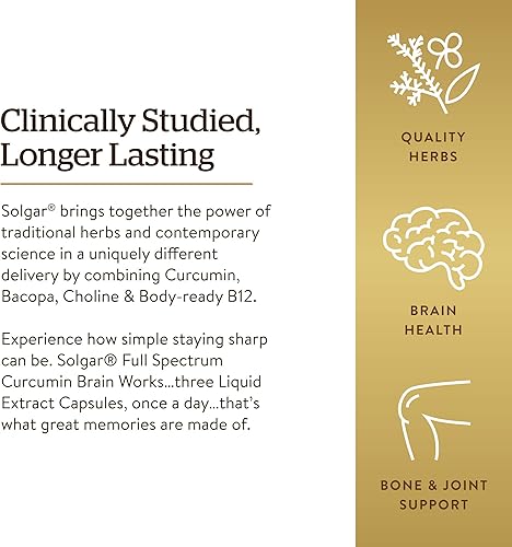 Miniatura 6 de Solgar Full Spectrum Curcumin Brain Works, 90 Licaps - Apoya la recuperación de memoria, enfoque, función cognitiva, soporte antioxidante,