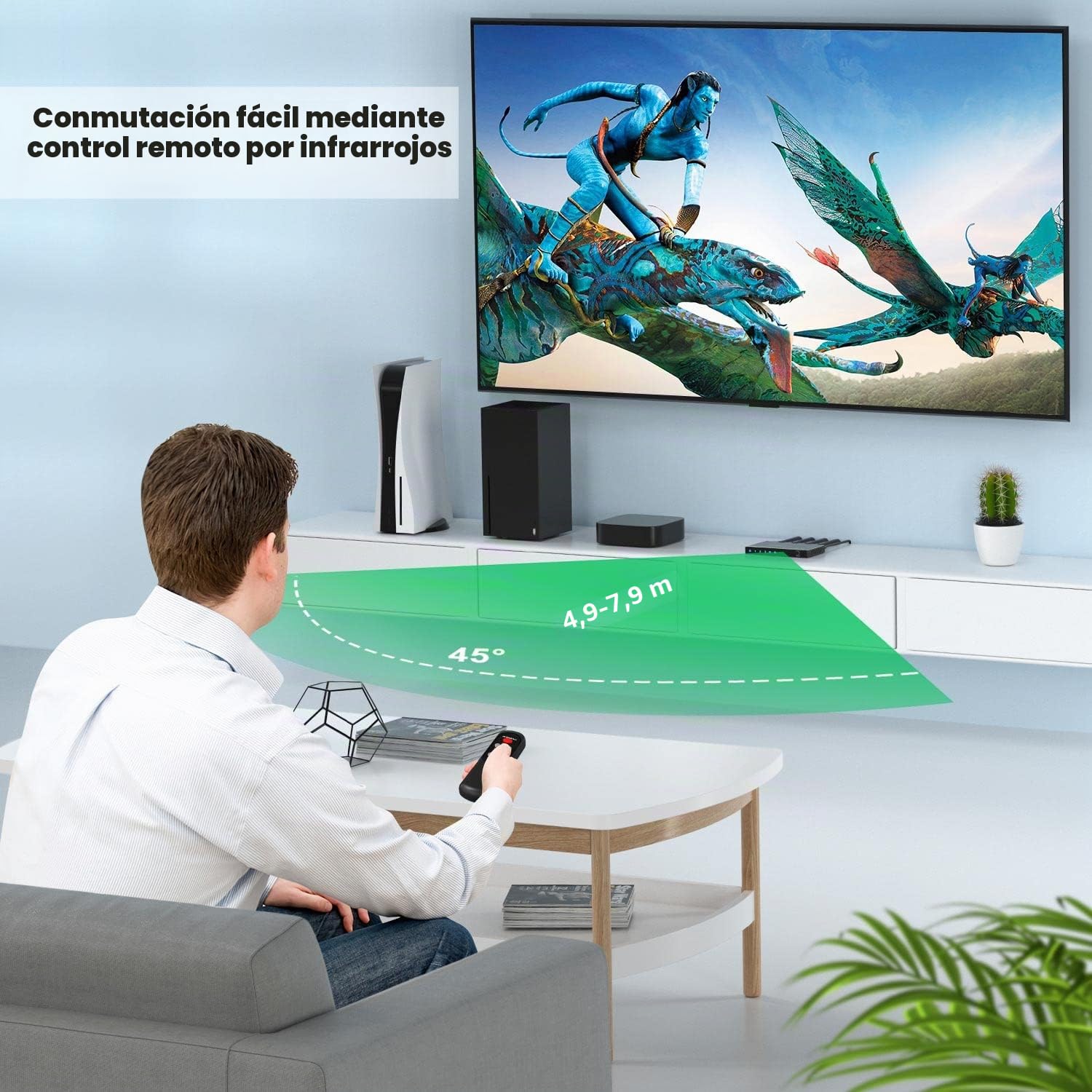 Conmutador HDMI 2.1 8K 60Hz, AVIDGRAM HDMI 3 en 1 salida con control remoto IR, 3 puertos 4K 120Hz Auto HDMI Selector Hub Soporte 8K 48Gbps para Xbox Series X PS4 Pro PS5 Roku UHD TV Monitor Proyector