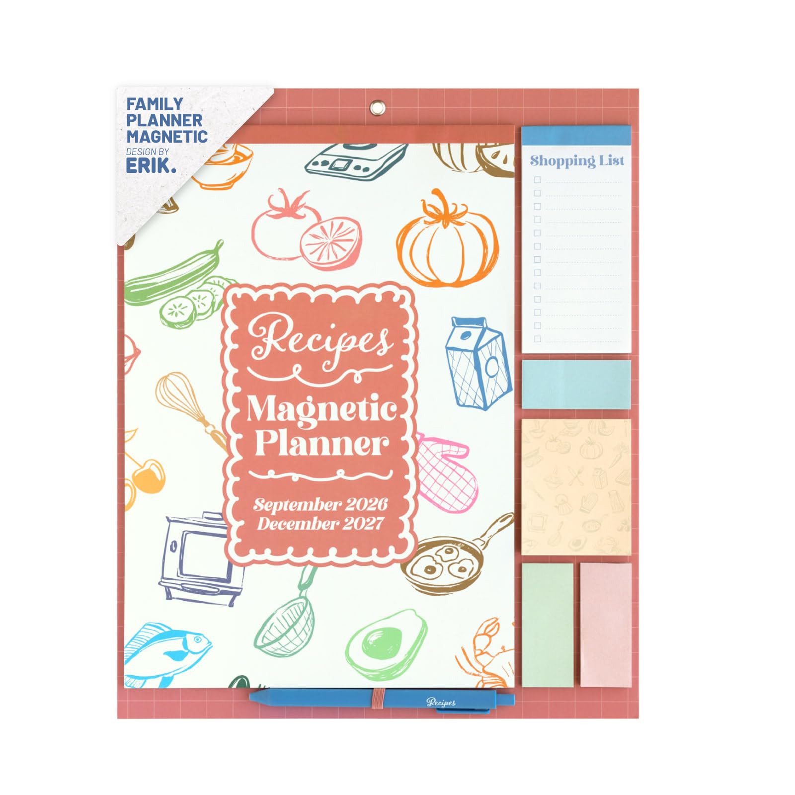 Grupo Erik Recipes Magnetic Calendar for Fridge 2027, Magnetic Planner
