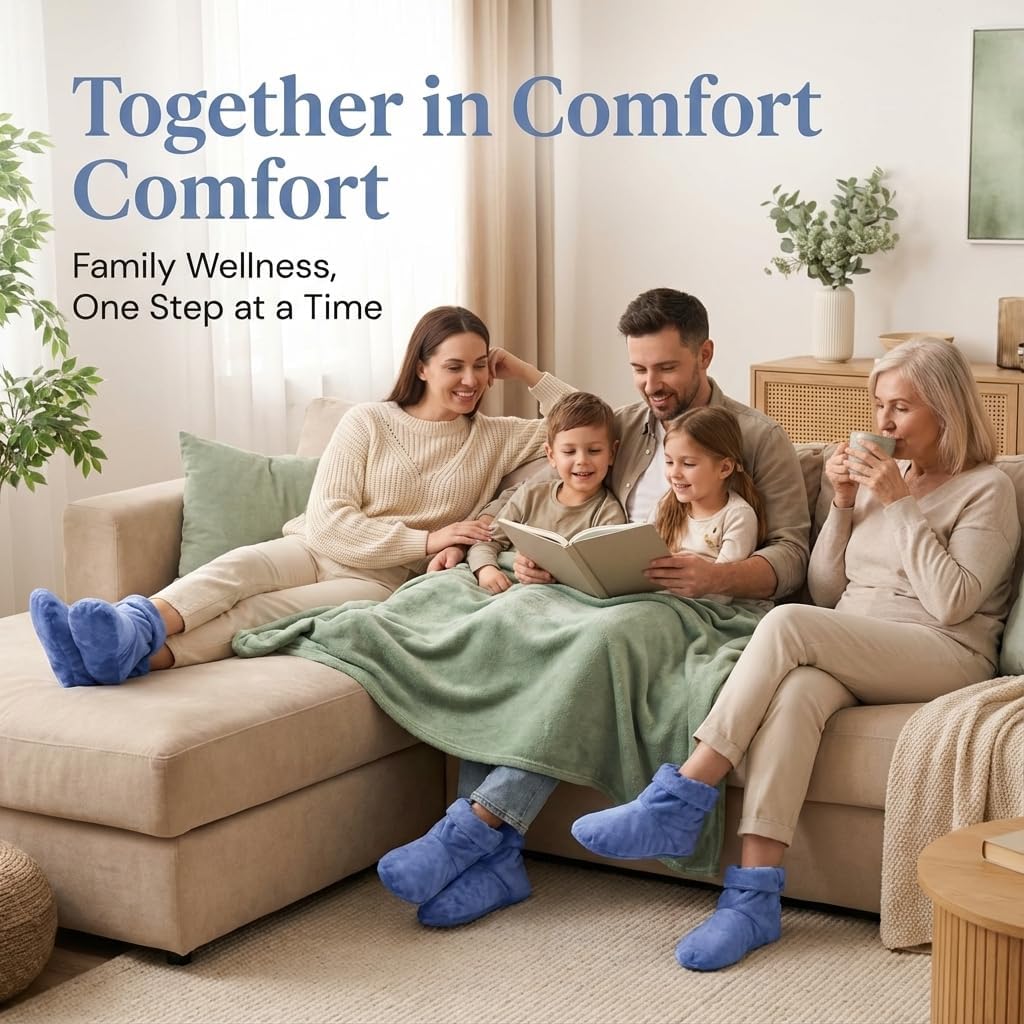 Herbal Concepts Aromatherapy Booties - Microwavable Flaxseed Heated Foot Warmers with Peppermint & Spearmint for Stress Relief, Aches & Cold Feet (Blue)