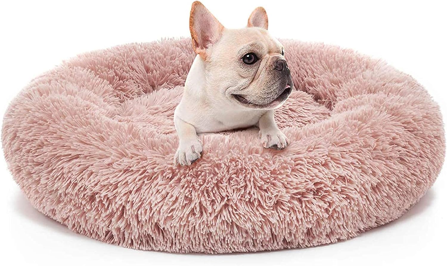 Dog Bed Anti-Anxiety Calming Pet Beds Plush Donut Round Cuddler Cushion,Washable,16''