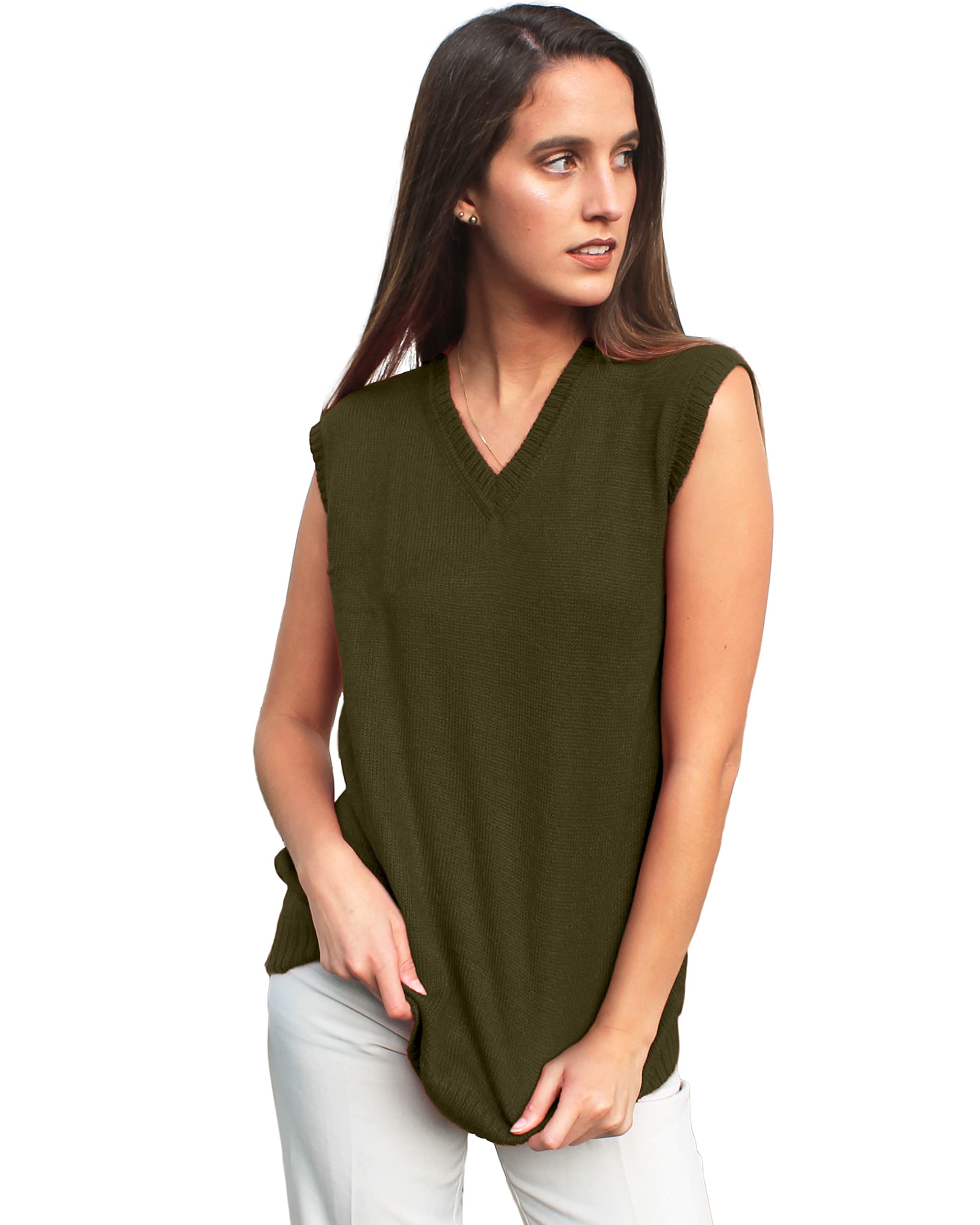 Peru Alpaca Wool Women's Knit V Neck Oversized Pullover Sweater Vest