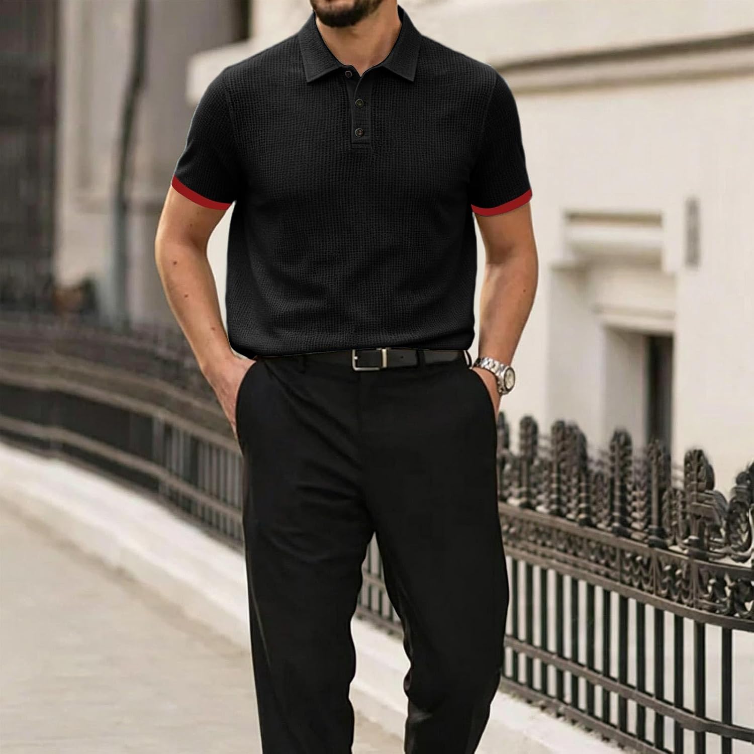 FQZWONG Mens Breeze Polo Shirts 2026 Summer Fashion Collared Shirt Stretchy Breathable Quick Dry TeeGolf Sports Polo Shirt