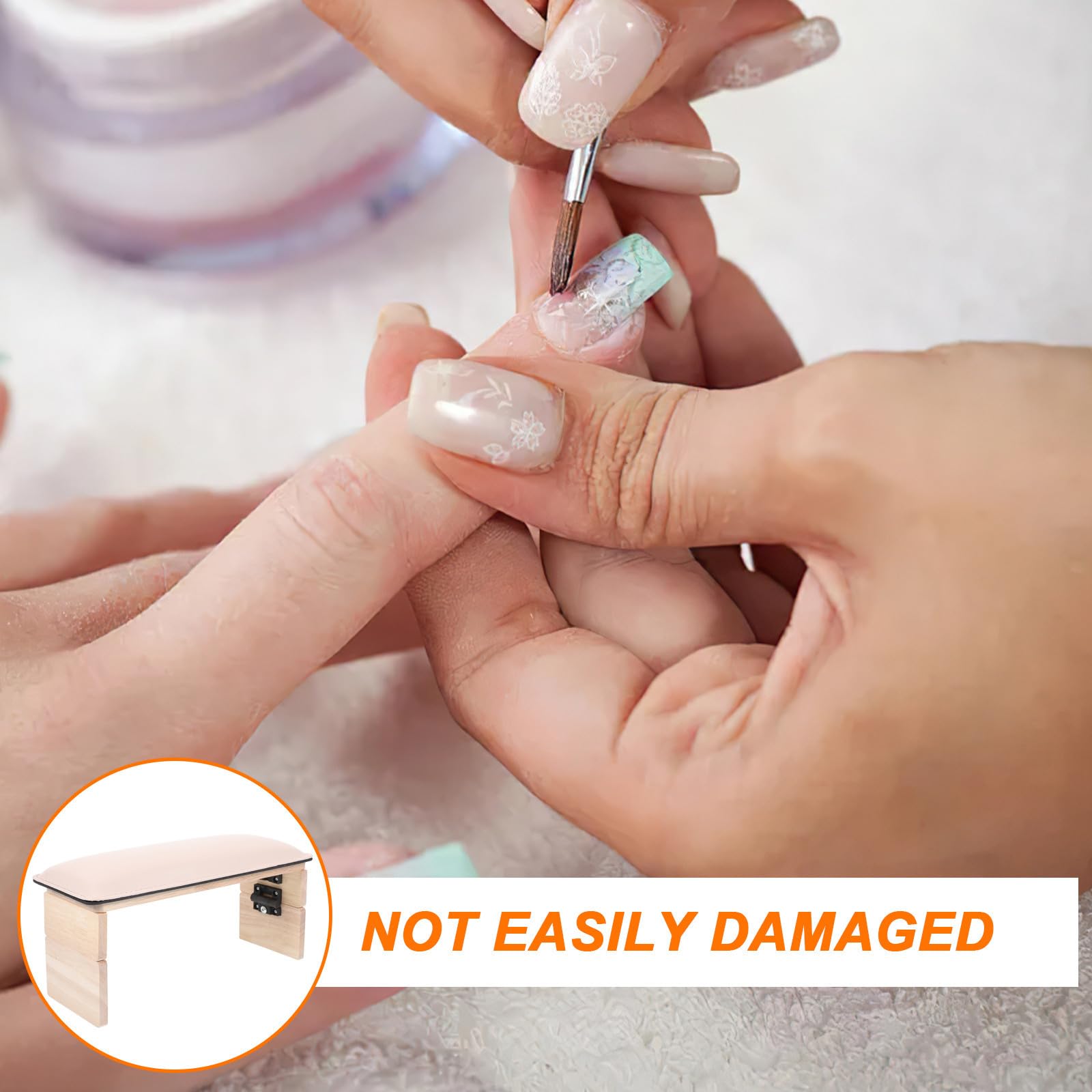 Cuscino per Unghie Doppio Pieghevole in Legno e Pu Leggero e Resistente, Poggia Mano per Manicure Professionale per Salone Nail Art e Uso Domestico