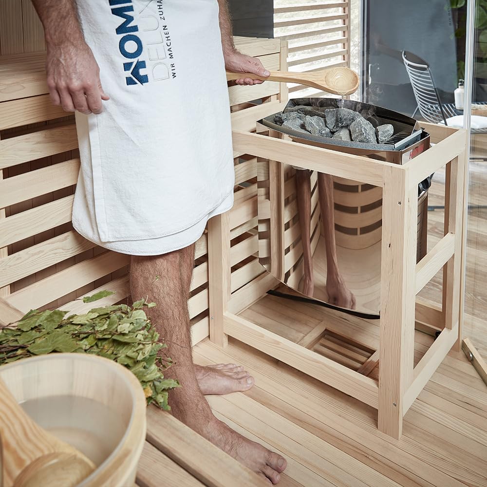 Home Deluxe - Traditionelle Sauna - Skyline XL Big - 200 x 200 x 210 cm - für 2-6 Personen, Hemlocktanne, inkl. Saunaofen, Saunazubehör I Dampfsauna Aufgusssauna Finnische Sauna Bio Sauna