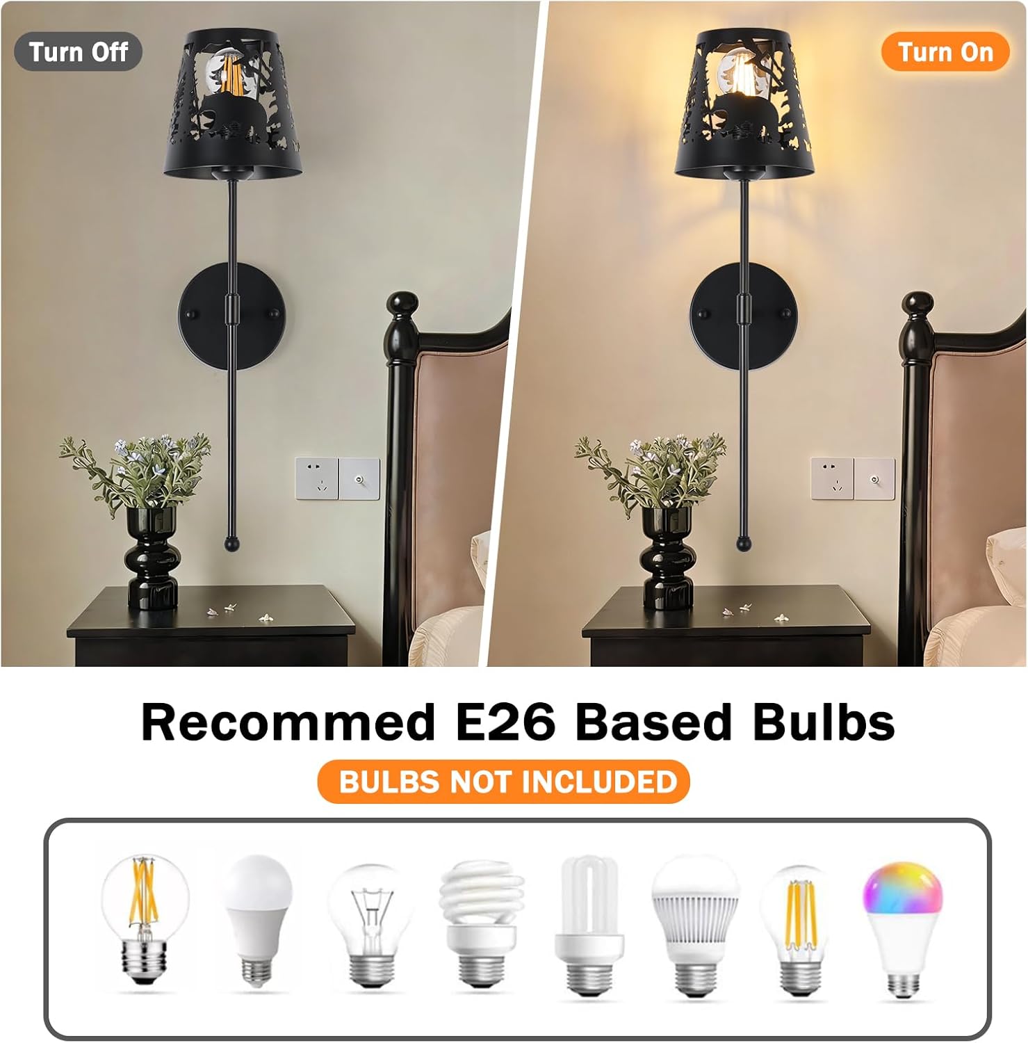 Rustic Wall Sconces-Bear Design, Farmhouse Metal Vintage Wall Lamp for Living Room, Bedroom, Hallway, Stairway, Headboard, Porch