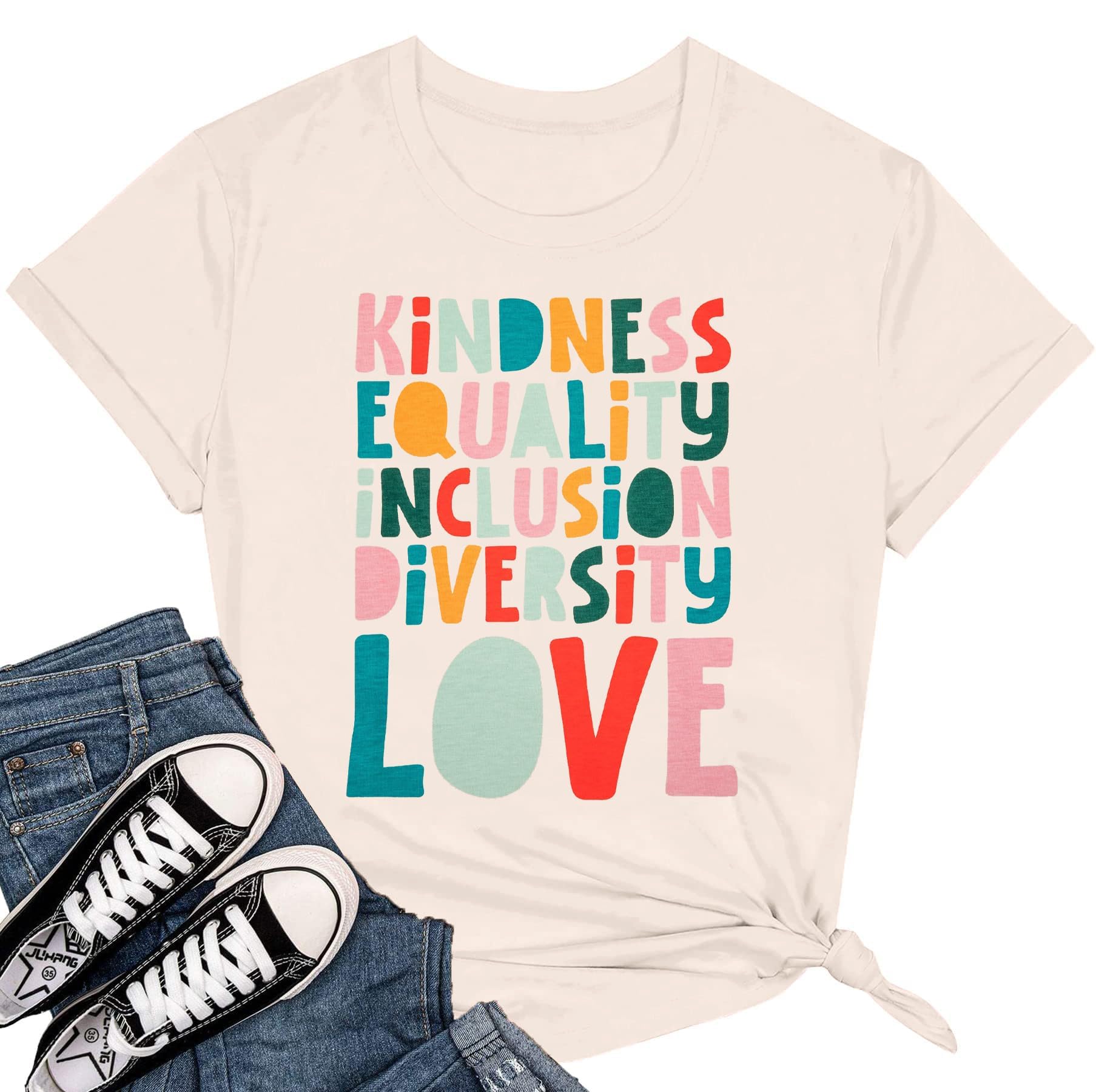 Kindness Teacher Shirt Women Special Education Shirts Teacher Life Love T-Shirt Inspirational Letter Print Tee Top