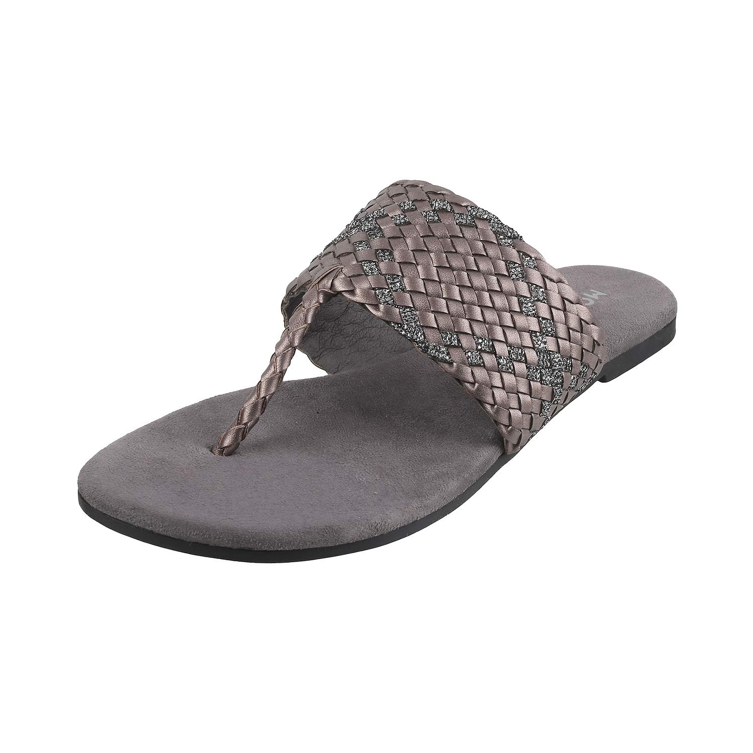 mochi Women's Kolhapuri Inspired Faux Leather Flat Fashion Sandals-picture-43