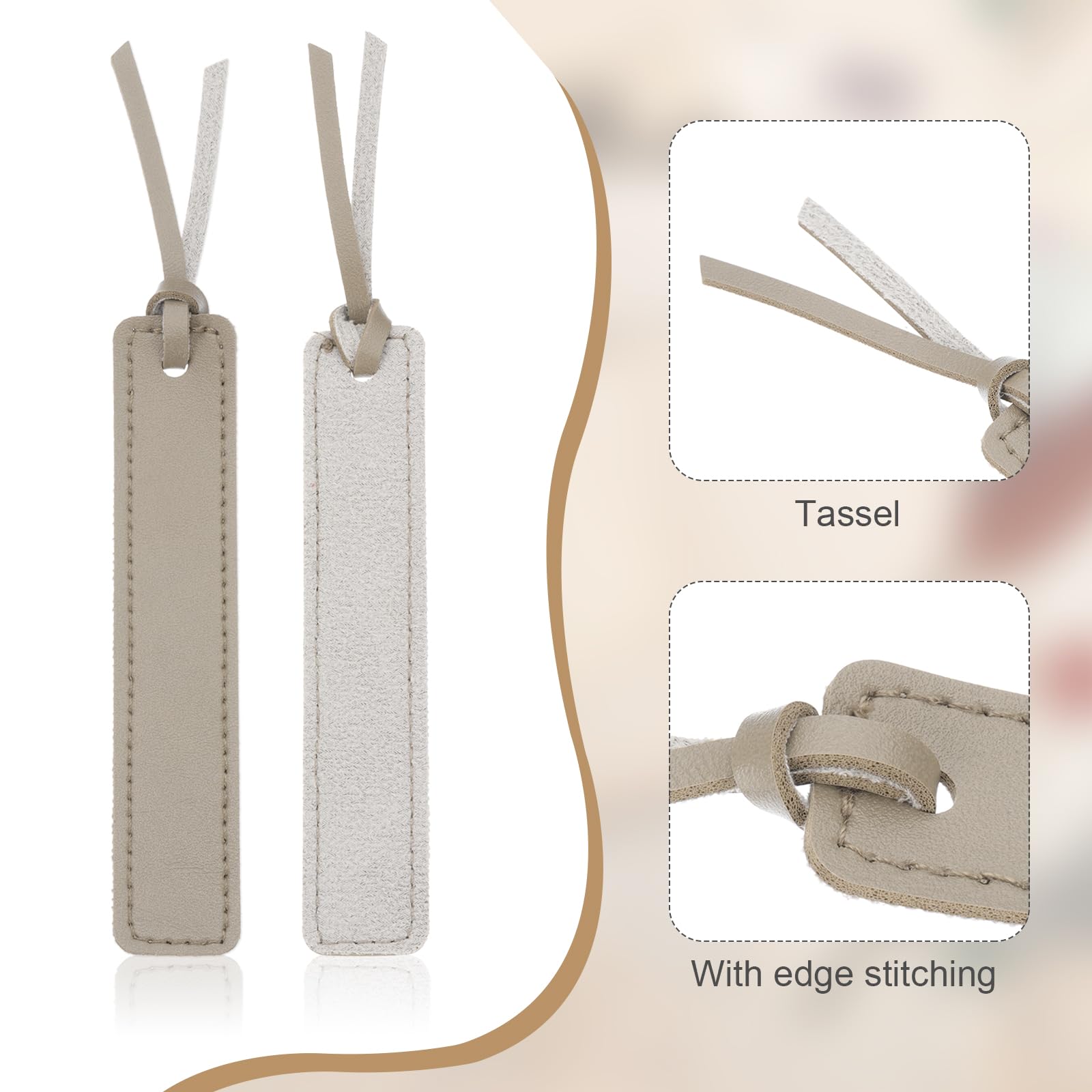 PATIKIL Leather Bookmarks, 10Pcs Rectangle Book Marks Page Markers for Book Reading Men Women Teacher Reader Book Lover Writers, Gray - Image 3