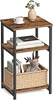 VASAGLE ULET273B01 Side Table - Small End Table, Tall 22.8" Nightstand for Bedroom, Living Room, Rustic Brown & Black, 44lb Capacity