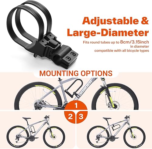 Miniatura 6 de Sportneer Cerradura de bicicleta Cerradura en U para bicicleta resistente con cable de acero de seguridad de 6 pies  Cerraduras en U de bicicleta de
