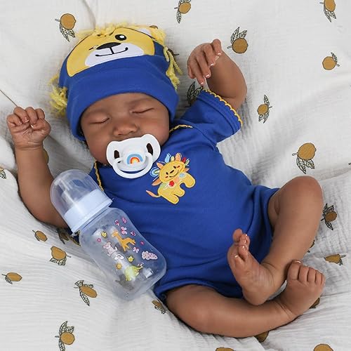 CHAREX Muñecas de bebé Reborn negras  Muñecas de bebé Reborn de 20 pulgadas, muñeca de bebé afroamericana, realista que se ve real, cuerpo suave con