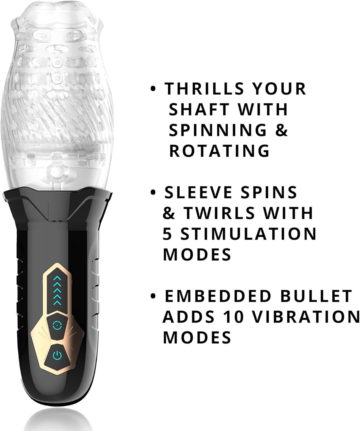 Adam's Gawk Gawk Rotating & Vibrating Masturbator 10 Vibration Modes 5 Spinning Settings TPE Sleeve with Stimulating Textures Rechargeable Male Masturbator for Shaft Stimulation and Ultimate Pleasure