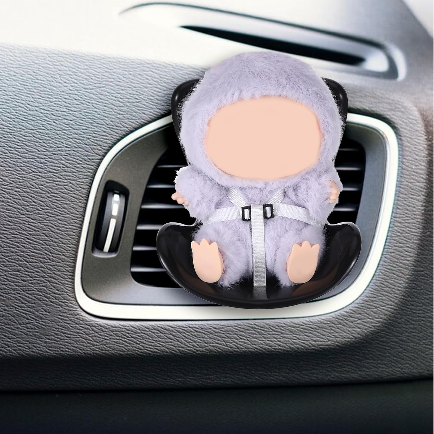 Car Seat for 10-17cm Dolls, Have a Seat with Soft Furry Cushion Air Vent Clip & Desktop Stand for for Blind Box Doll Display, Cute and Functional Car Ornament Accessories for Collectors Fans